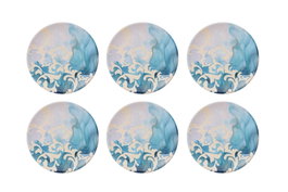 Hermia Set 6 Platos de Postre Porcelana Turquesa y Blanco 19.3 x 19.3 cm